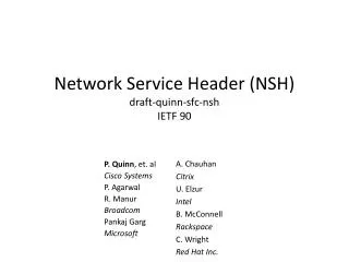 Network Service Header (NSH) draft- quinn - sfc-nsh IETF 90