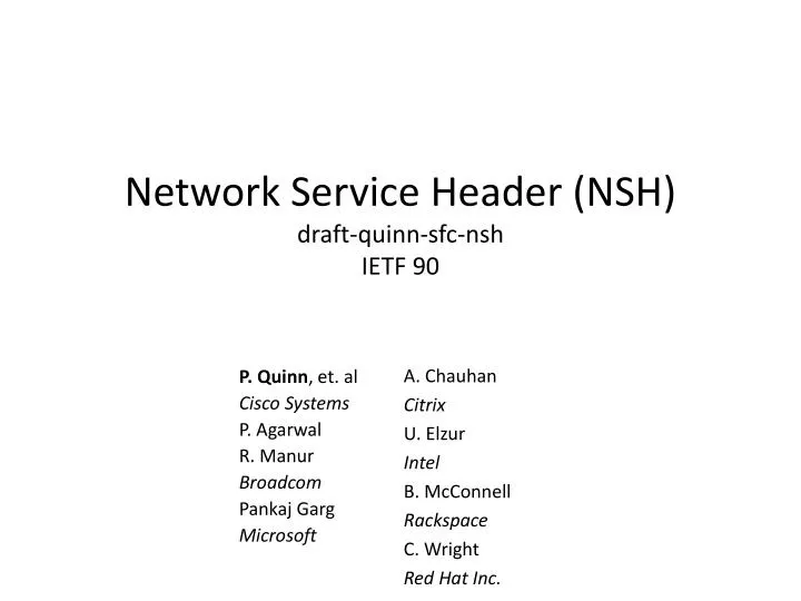 network service header nsh draft quinn sfc nsh ietf 90