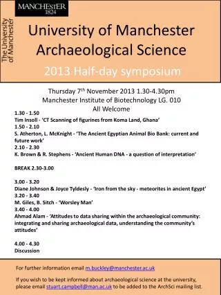 University of Manchester Archaeological Science