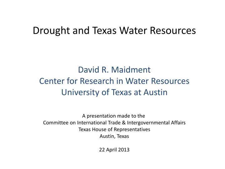 drought and texas water resources
