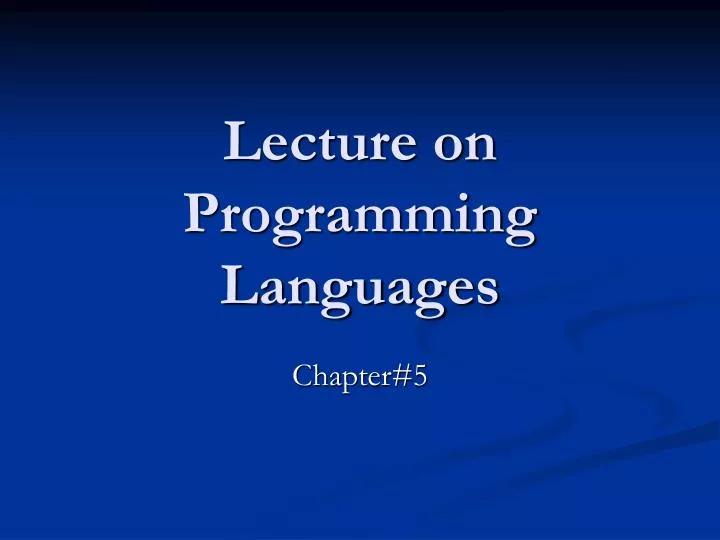 lecture on programming languages
