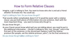 How to Form Relative Clauses