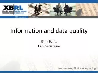 Information and data quality