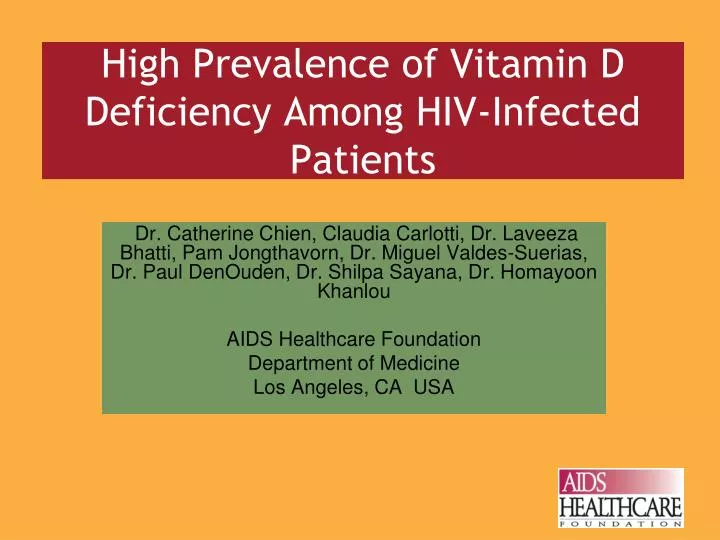 high prevalence of vitamin d deficiency among hiv infected patients