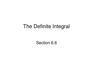 The Definite Integral