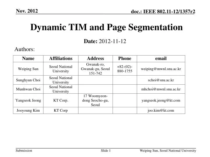 dynamic tim and page segmentation