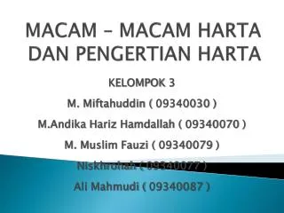 macam macam harta dan pengertian harta