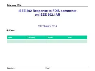 IEEE 802 Response to FDIS comments on IEEE 802.1AR