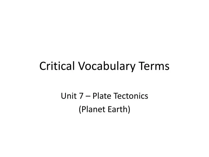 critical vocabulary terms