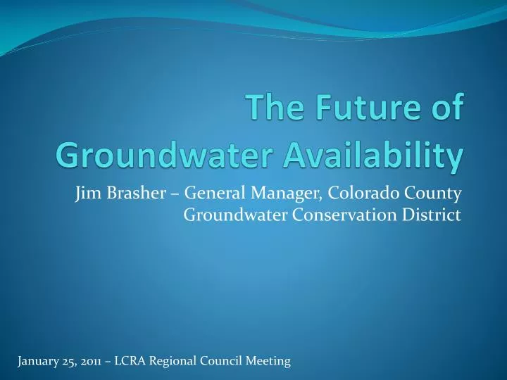 the future of groundwater availability