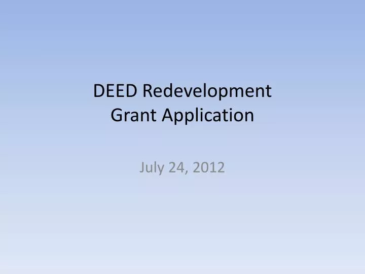 deed redevelopment grant application