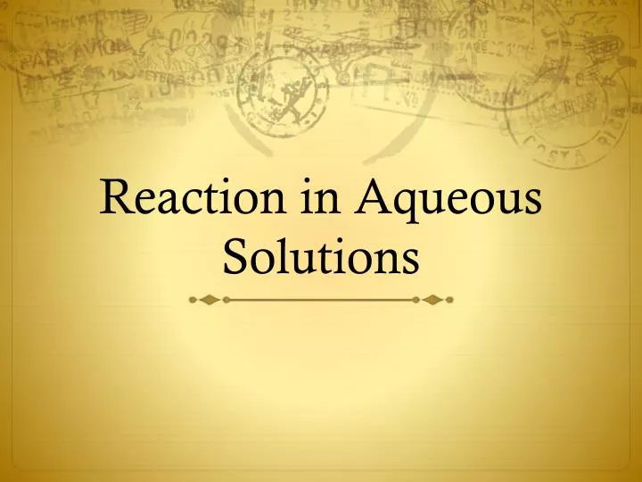 reaction in aqueous solutions