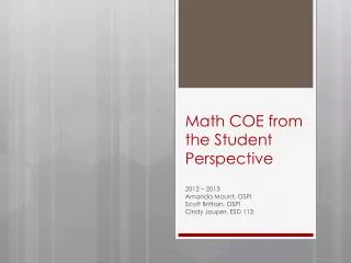 Math COE from the Student Perspective