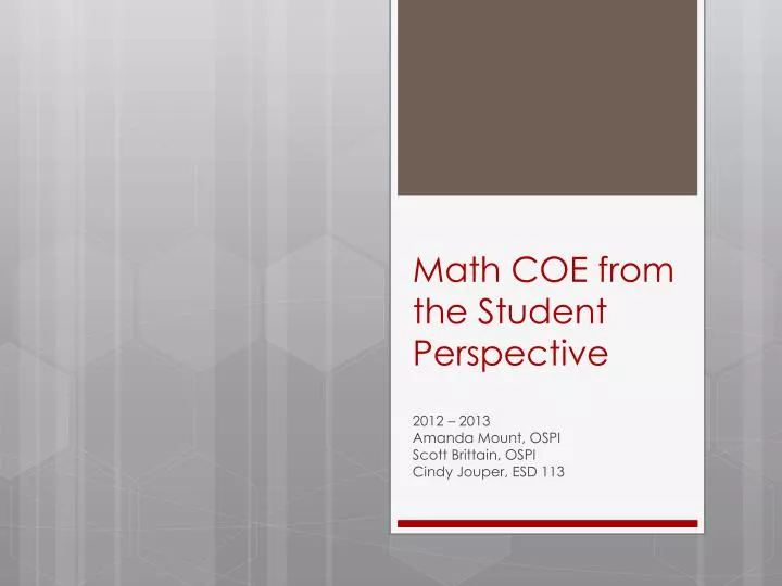 math coe from the student perspective