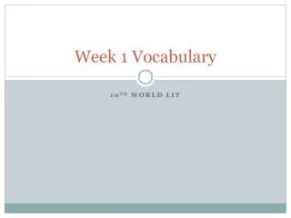 Week 1 Vocabulary