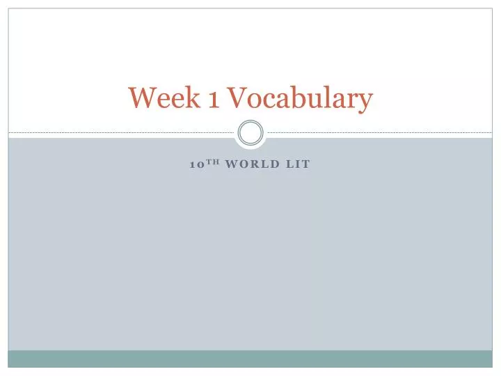 week 1 vocabulary