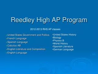 Reedley High AP Program