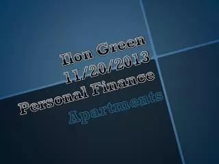 Ilon Green 11/20/2013 Personal Finance