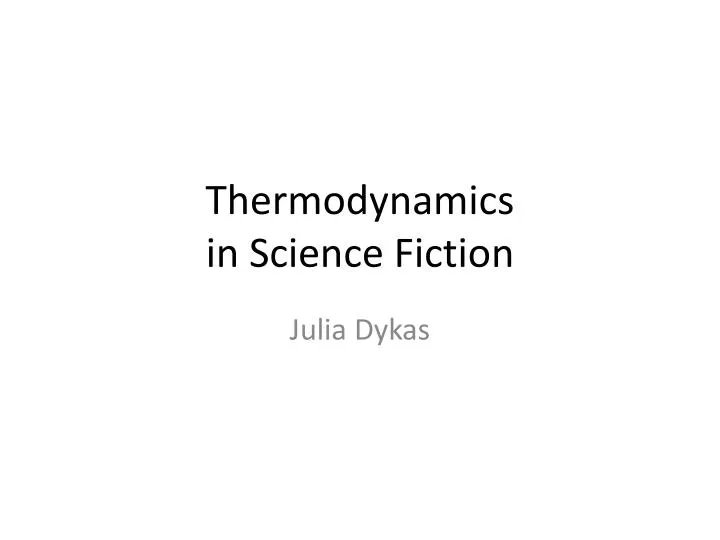 thermodynamics in science fiction