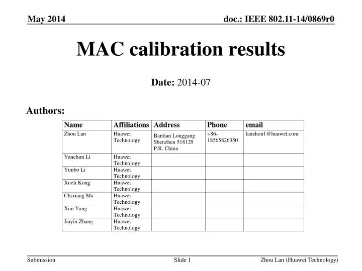 mac calibration results