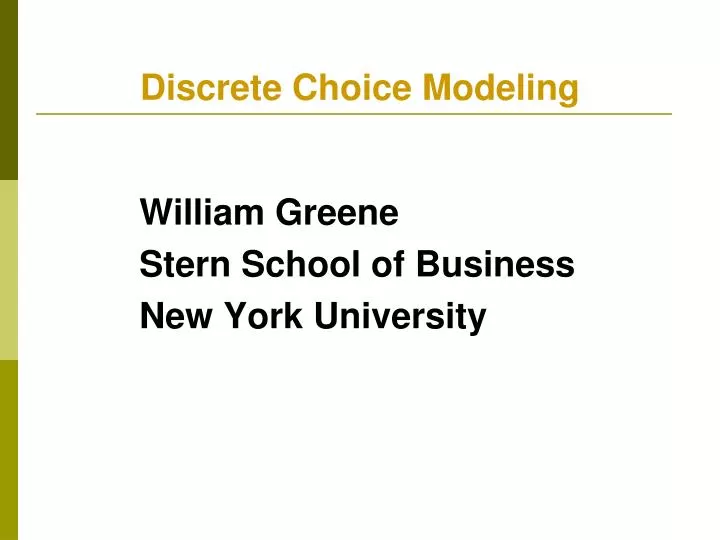 william greene stern school of business new york university