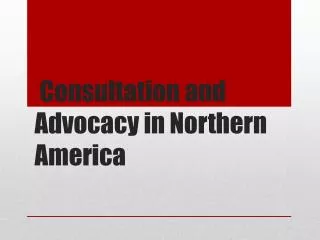 Consultation and Advocacy in Northern America