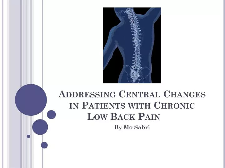 addressing central changes in patients with chronic low back pain