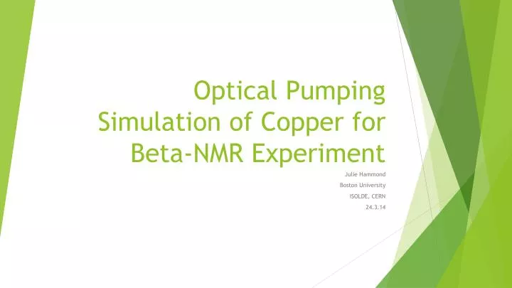 optical pumping simulation of copper for beta nmr experiment