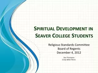 Spiritual Development in Seaver College Students