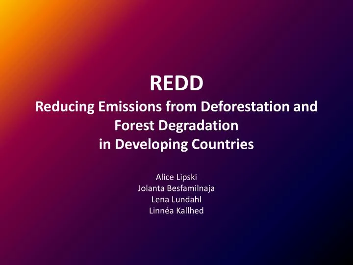 redd reducing emissions from deforestation and forest degradation in developing countries