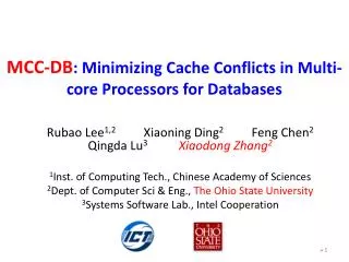 MCC-DB : Minimizing Cache Conflicts in Multi-core Processors for Databases