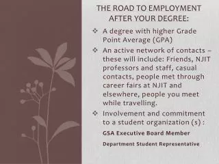 The Road to employment after your degree: