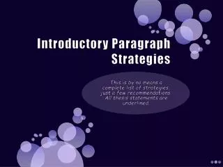 Introductory Paragraph Strategies