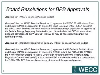 Board Resolutions for BPB Approvals