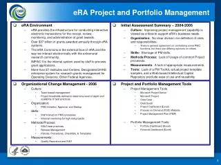 eRA Project and Portfolio Management