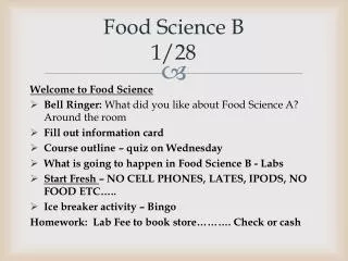 Food Science B 1/28