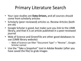 Primary Literature Search