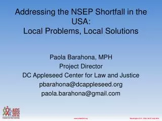 Addressing the NSEP Shortfall in the USA: Local Problems, Local Solutions