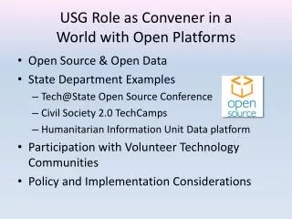 USG Role as Convener in a World with Open Platforms
