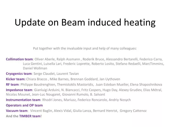 update on beam induced heating
