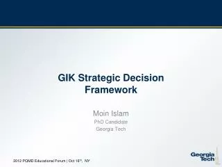 GIK Strategic Decision Framework