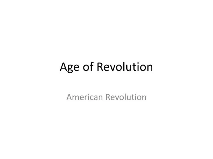 age of revolution