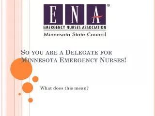 So you are a Delegate for Minnesota Emergency Nurses!