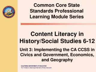 Common Core State Standards Professional Learning Module Series