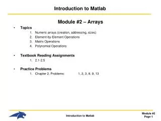 Introduction to Matlab