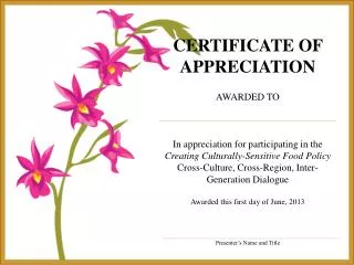 certificate of appreciation awarded to In appreciation for participating in the