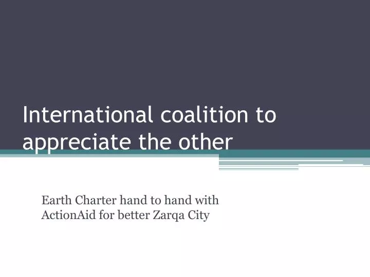 international coalition to appreciate the other