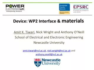 Device: WP2 Interface &amp; materials