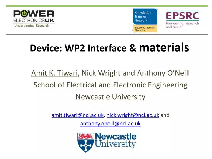 device wp2 interface materials