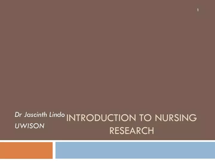 introduction to nursing research